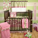 My Baby Sam Paisley Splash 4 Piece Crib Bedding Set, Pink