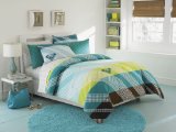 Roxy Teen Aqua Teal Lime Striped Teen Girls Comforter Set 200tc Sheets