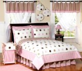 Pink and Brown Modern Polka Dots Girls Full / Queen Teen Kids Childrens 3 pc Bedding Set by JoJo Designs