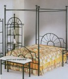 Full Size Black Sunburst Metal Frame Canopy Bed