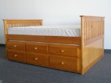 Captains Bed Full with Twin Trundle and Drawers in Honey