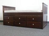 Captains Bed Twin with Twin Trundle and Drawers in Cappuccino