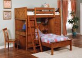 Bunk Bed - Twin / Twin Size Workstation Bunk Bed in Oak - Coaster