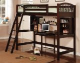 Solid Hardwood Cappuccino Finish Workstation Bunk Bed