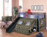 Kid's Twin Size GI Child Bunk Bed w/Slide & Tent