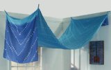 Tie Dye Blue Cotton Chevron Bed Canopy