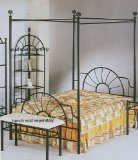 Full Size Black Sunburst Metal Frame Canopy Bed