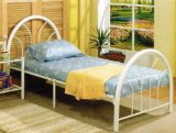 Twin Size Bed Frame In White Metal Finish