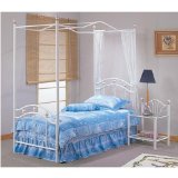 White Finish Metal TWIN SIZE CANOPY BED