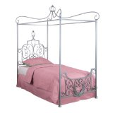 Powell Princess Rebecca Sparkle Silver Canopy Bed, Twin