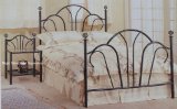 Black Metal Queen Size Bed - Headboard And Footboard With Spiral Finials