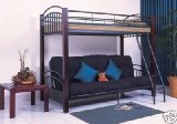 Twin / Full Pine Wood & Metal Convertible Futon Bunk Bed (Bunkbed)