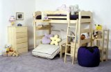 solid wood child loft bed with futon