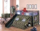 Kid's Twin Size GI Child Bunk Bed w/Slide &amp; Tent