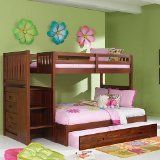 Merlot Twin Full Staircase Bunk with Trundle
