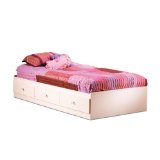 South Shore Furniture, Crystal Collection, Twin Mates Bed 39, Pure White