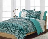 Boys or Girls Teen Exotic Turquoise Black Zebra Print Comforter Set