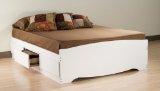 White Full/Double Size Platform Captain Storage Bed w/Drawers