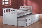 Full Size Bed with Trundle & Drawers White Finish