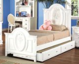 Full Size Bed with Trundle White Finish