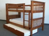 Bookcase Bunk Bed Twin over Twin Mission style in Expresso with Twin Trundle