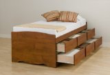 Tall Twin Platform Storage Bed with 6 Drawers by Prepac Furniture