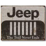 Nostalgic Jeep Tin Sign : The Trail Never Ends