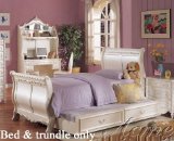 Twin Size Sleigh Bed with Trundle White Finish