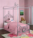 Powell Princess Rebecca Canopy Twin Size Bed 374-106 (Silver) (78.5H x 83.25W x 40.25D)