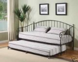 Matt Black Metal Twin Size Day Bed (Daybed) Frame with Pop Up Trundle Trundle