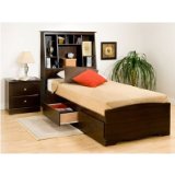 Espresso Twin Mates Bed with Storage Headboard