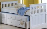 Captains Bed Twin with Twin Trundle and Drawers in White
