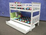 Bunk Bed Twin over Twin Mission style in White with Twin Trundle